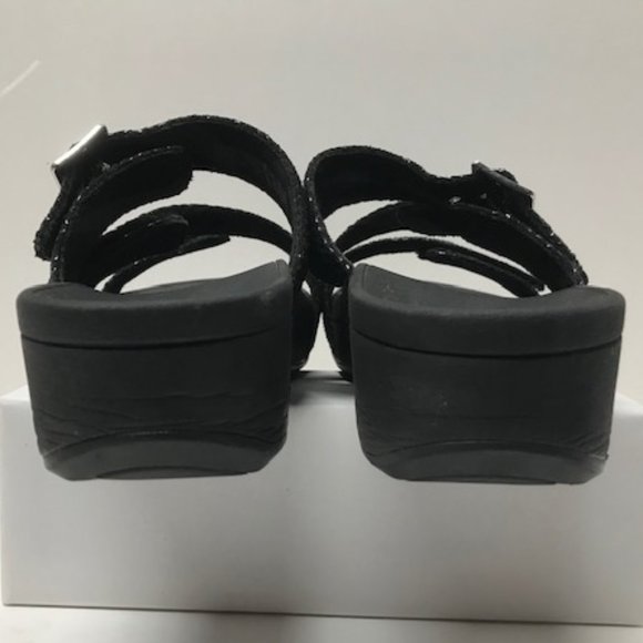 Vionic Black Lizard Rio Platform Slide Sandals - Picture 12 of 16